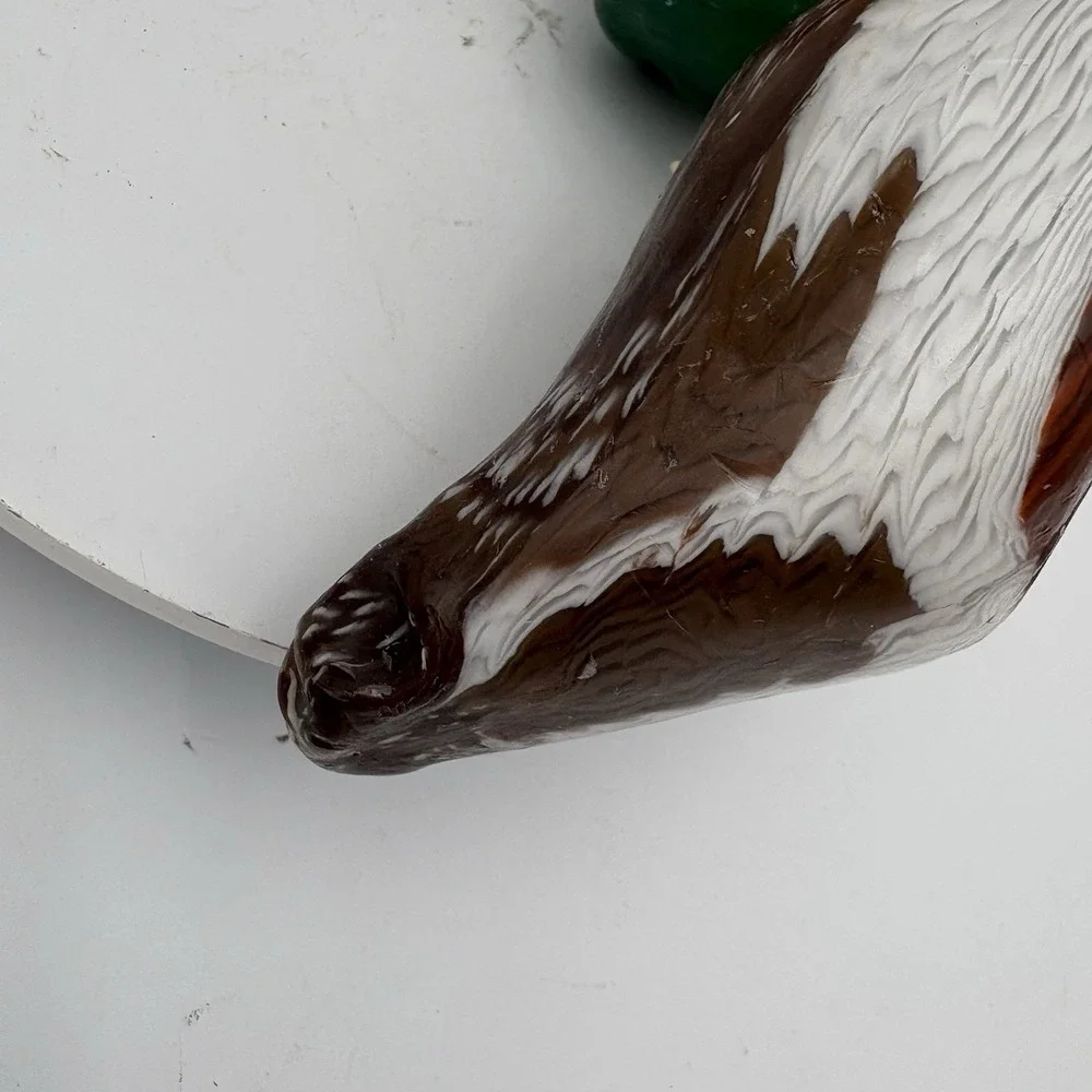 Pair Of‎ Handmade Brown/Green Mallard Duck Candles With Wick Vintage